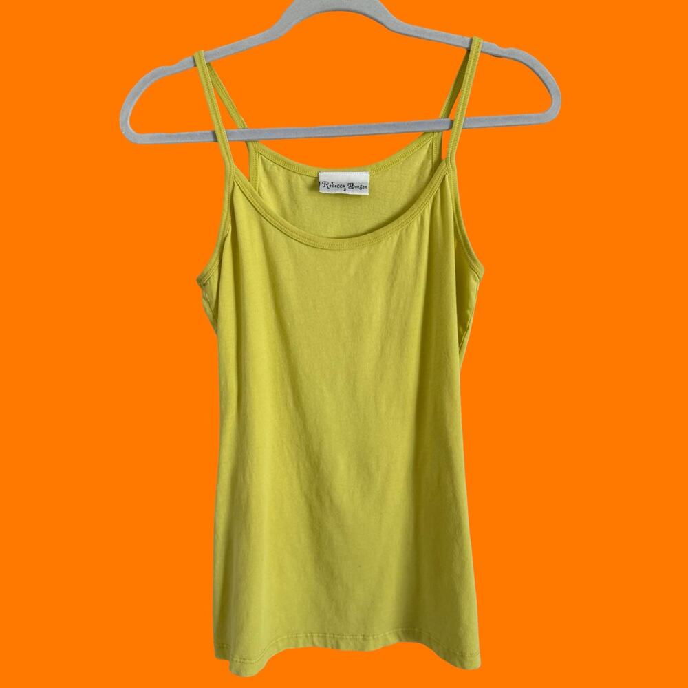 00's vintage chartreuse 100% cotton y2k long tank top Size 2 Rebecca beeson